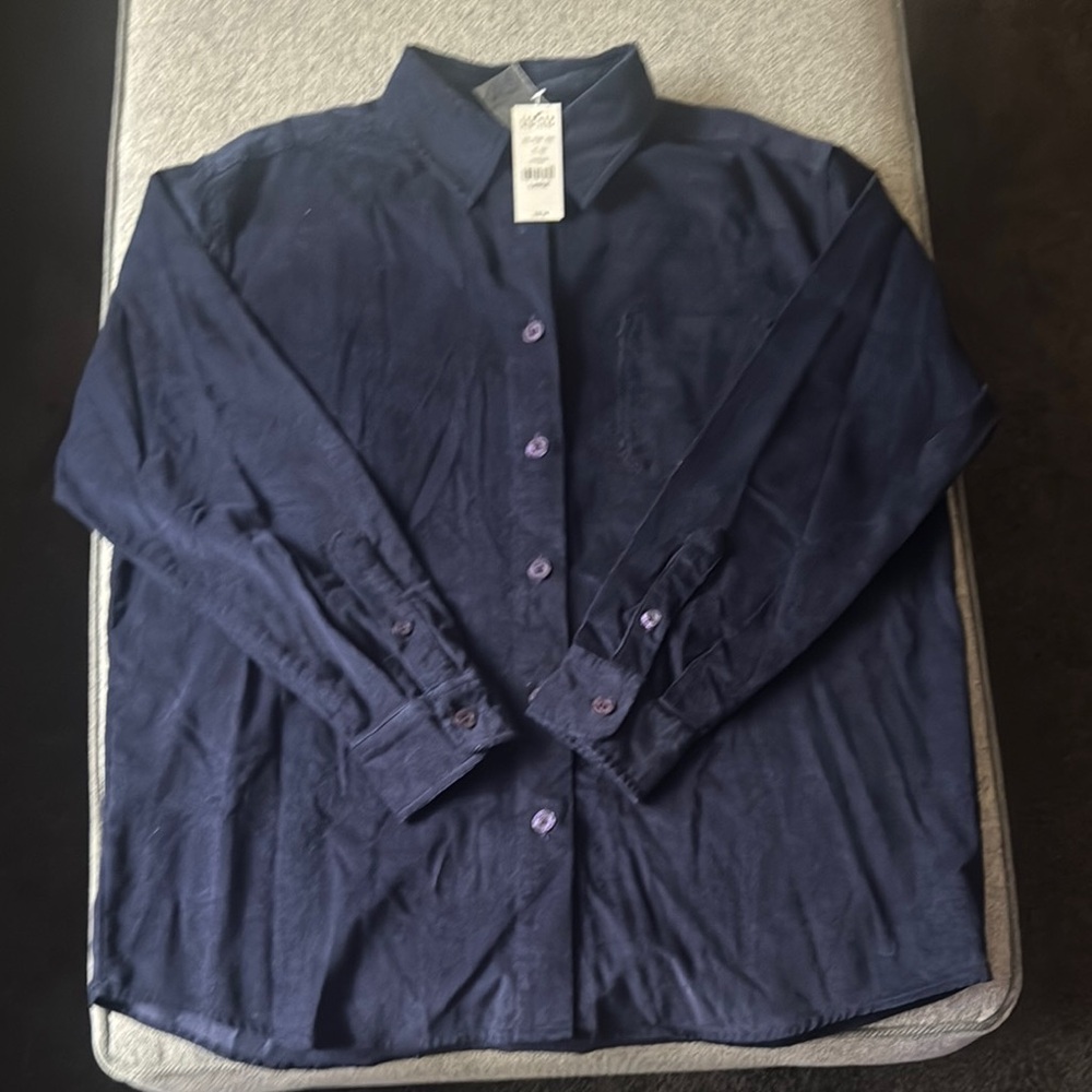 Lerner New York Women’s Navy Blue Corduroy Shirt - Large
